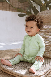 Organic Zipper Romper - Mint Green